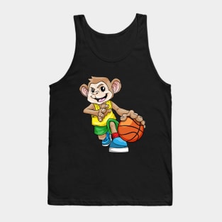 Funny monkey is playing basketball Tank Top